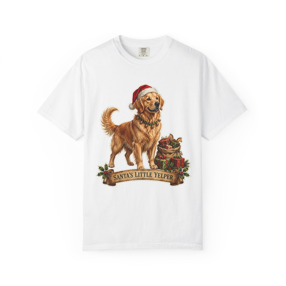 Santa's Little Yelper Golden Retriever Christmas Tee
