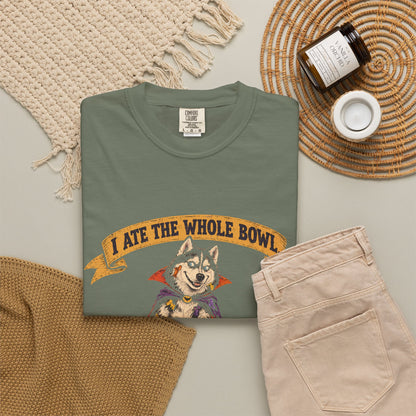 I Ate the Whole Bowl Siberian Husky Halloween Tee