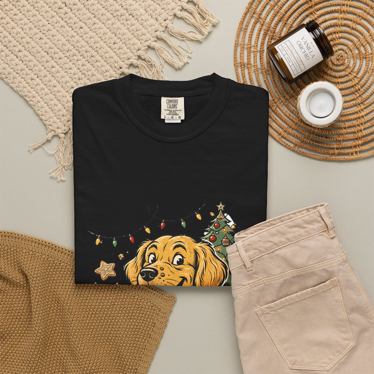 Golden Retriever Most Likely To Get Coal Tee | Funny Christmas Dog Graphic Shirt