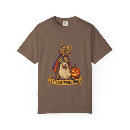 I Ate the Whole Bowl Yorkshire Terrier Halloween Tee