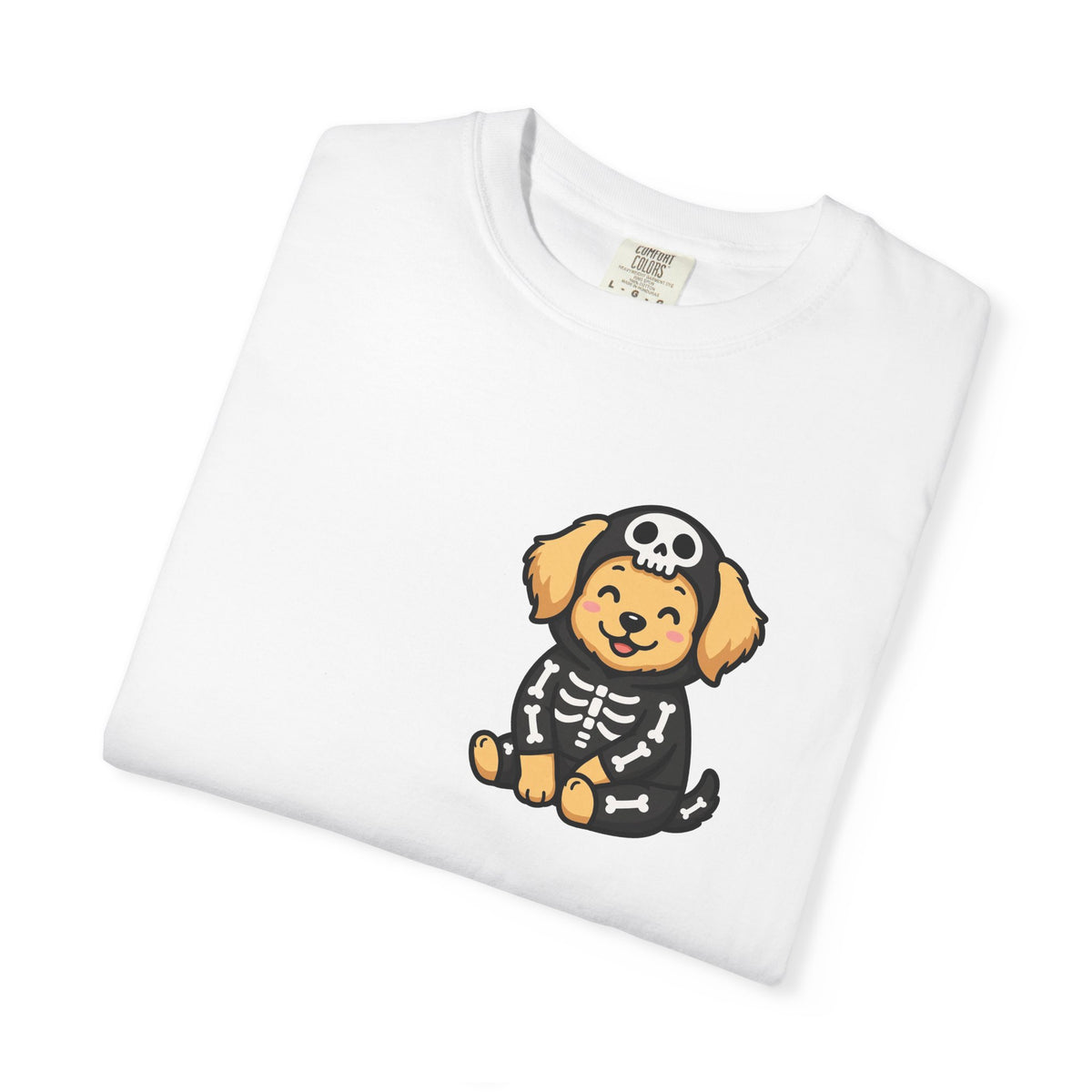 Golden Retriever Skeleton Halloween Pocket Tee | Cute Spooky Dog Shirt
