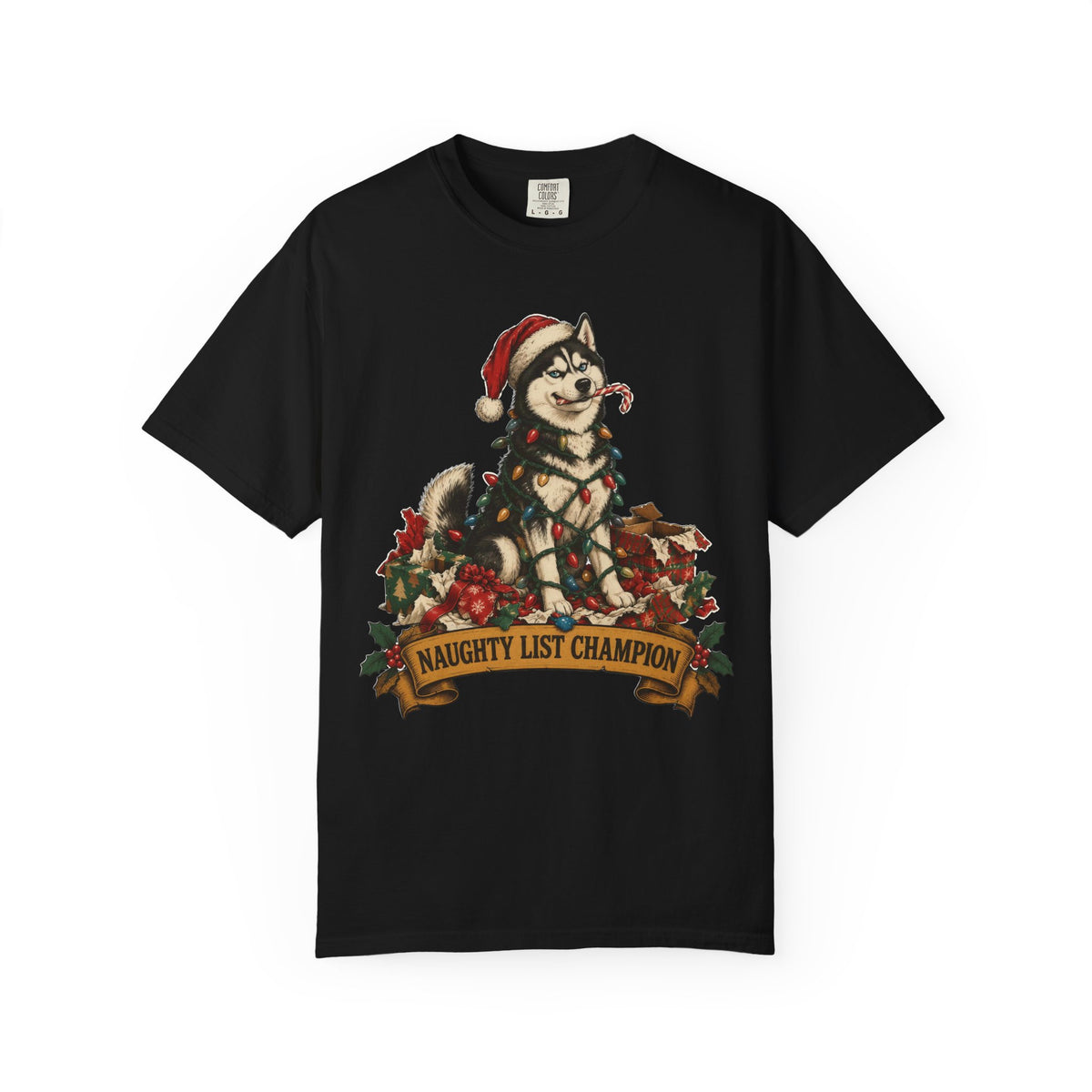 Naughty List Champion Siberian Husky Christmas Tee