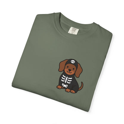 Dachshund Skeleton Halloween Pocket Tee | Cute Spooky Dog Shirt