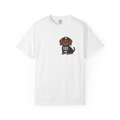 Dachshund Skeleton Halloween Pocket Tee | Cute Spooky Dog Shirt