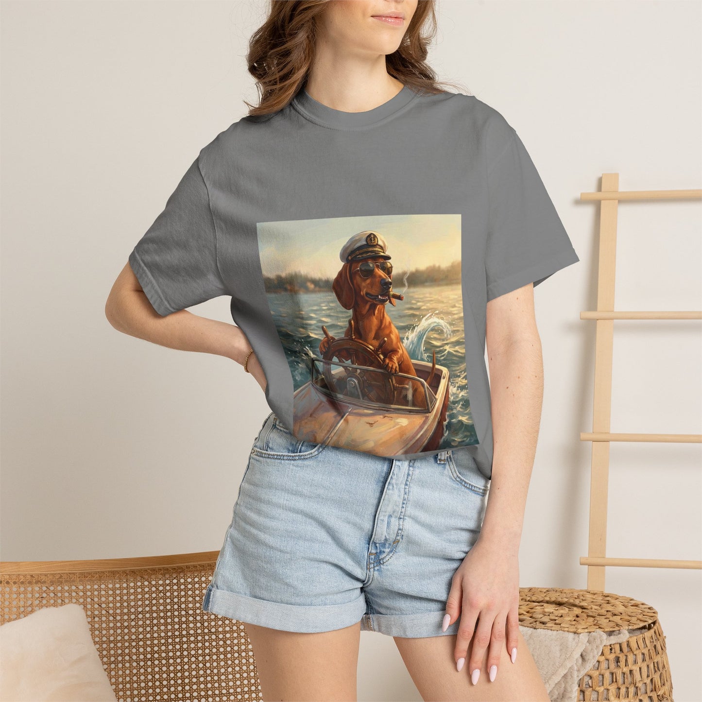 Dachshund Captain Tee | Funny Summer Dog Graphic Shirt