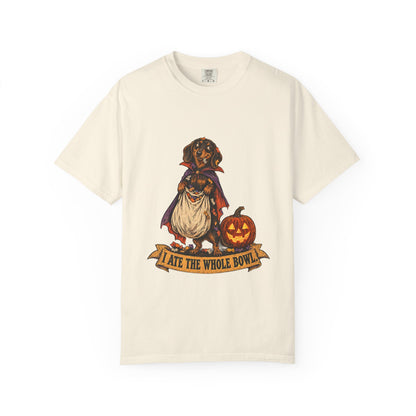 I Ate the Whole Bowl Dachshund Halloween Tee