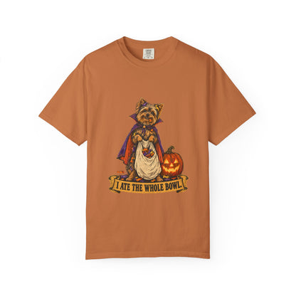I Ate the Whole Bowl Yorkshire Terrier Halloween Tee