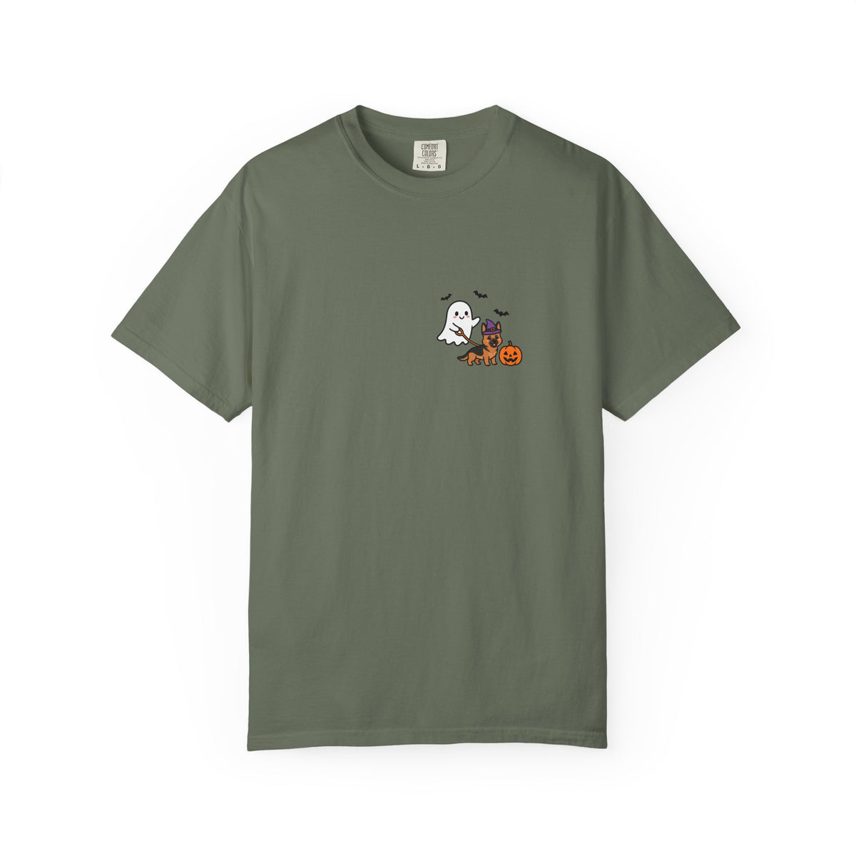 German Shepherd Ghost Walking Dog Pocket Tee Cute Halloween Dog Shirt