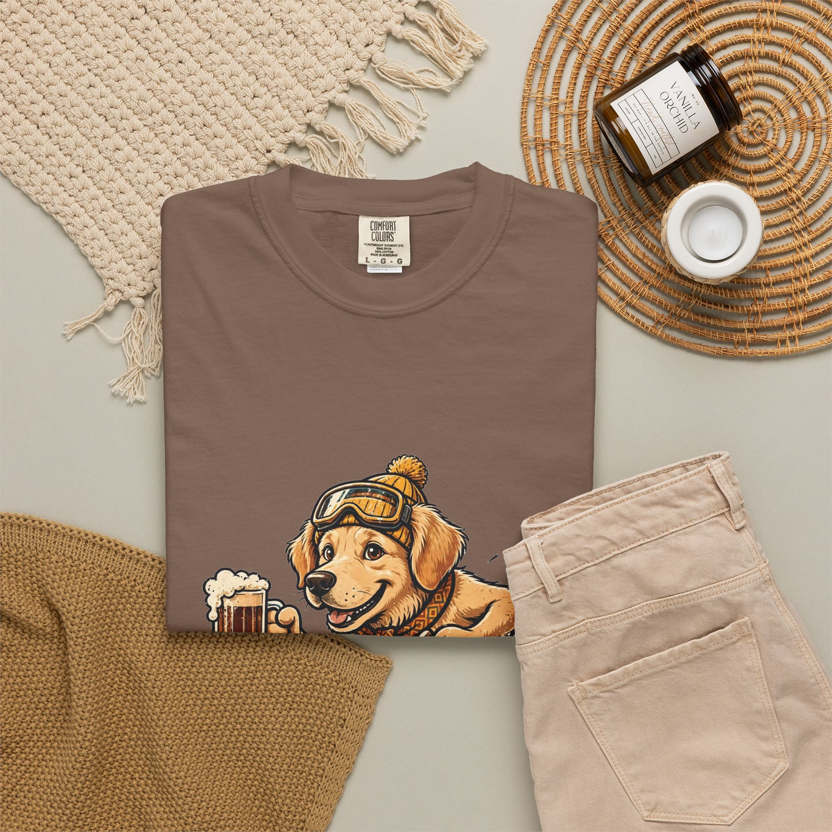 Golden Retriever Apres Ski Tee | Funny Winter Dog Graphic Shirt