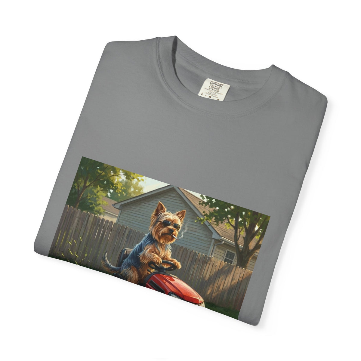 Yorkshire Terrier Lawn Mower Tee | Funny Spring Dog Graphic Shirt