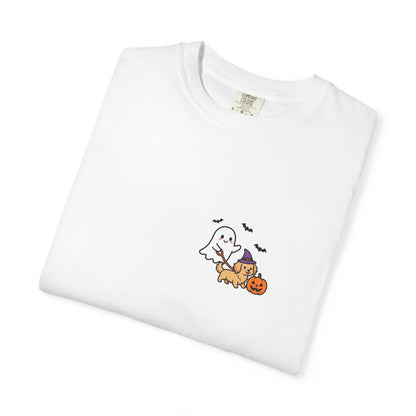 Golden Retriever Ghost Walking Dog Pocket Tee Cute Halloween Dog Shirt