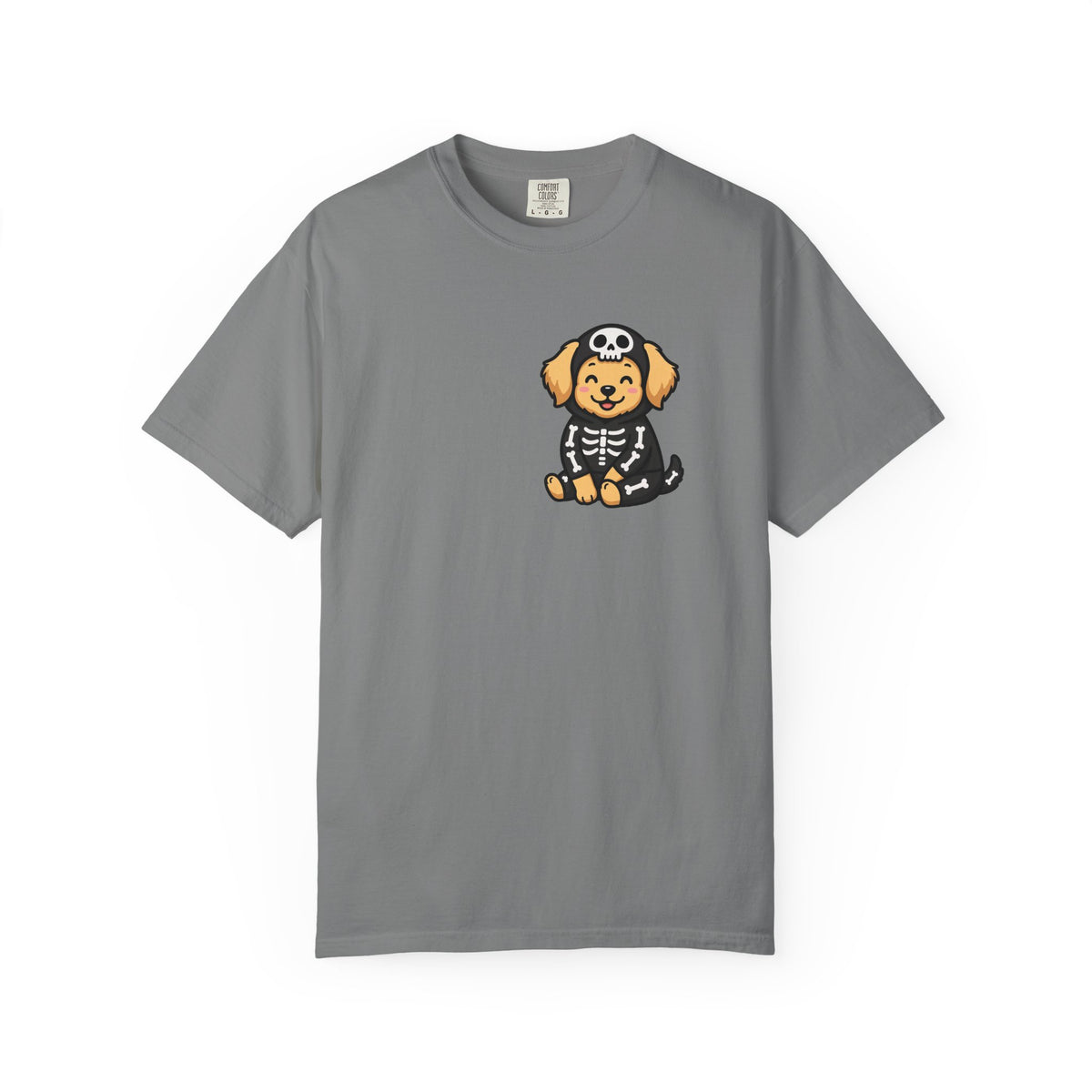 Golden Retriever Skeleton Halloween Pocket Tee | Cute Spooky Dog Shirt