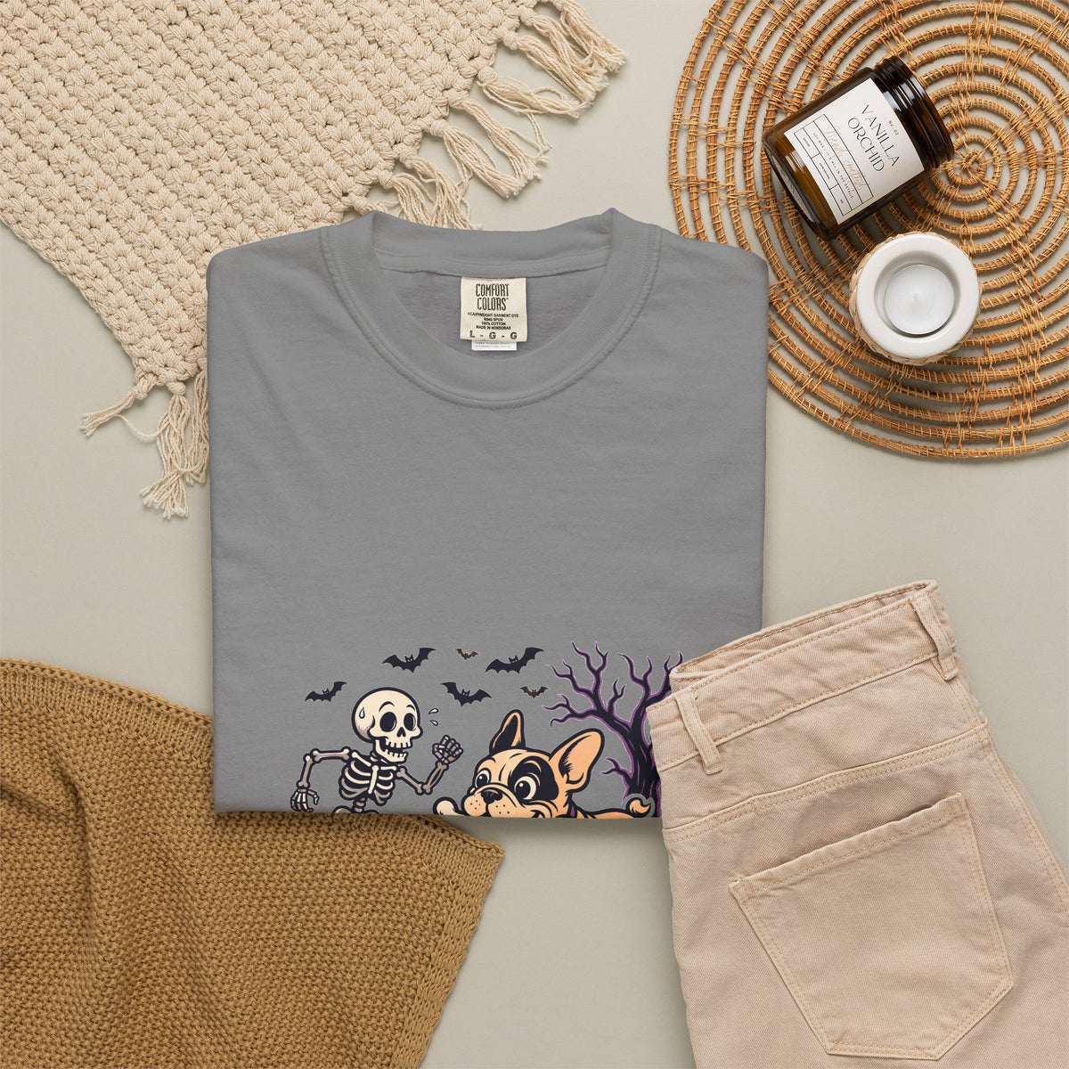 French Bulldog Skeleton Halloween Tee | Funny Spooky Dog Shirt