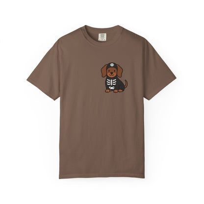 Dachshund Skeleton Halloween Pocket Tee | Cute Spooky Dog Shirt