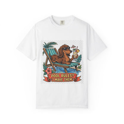 Dachshund Pool Rules Tee | Funny Summer Dog Graphic Shirt