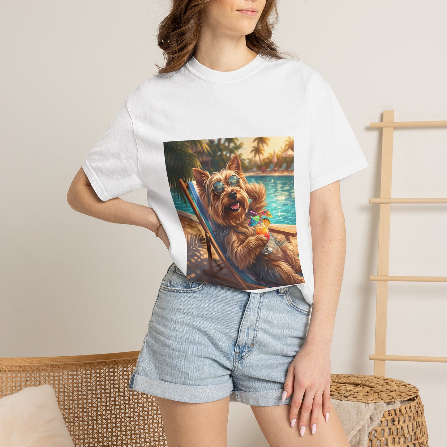 Yorkshire Terrier Poolside Tee | Funny Summer Dog Graphic Shirt