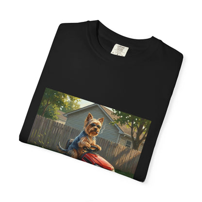 Yorkshire Terrier Lawn Mower Tee | Funny Spring Dog Graphic Shirt