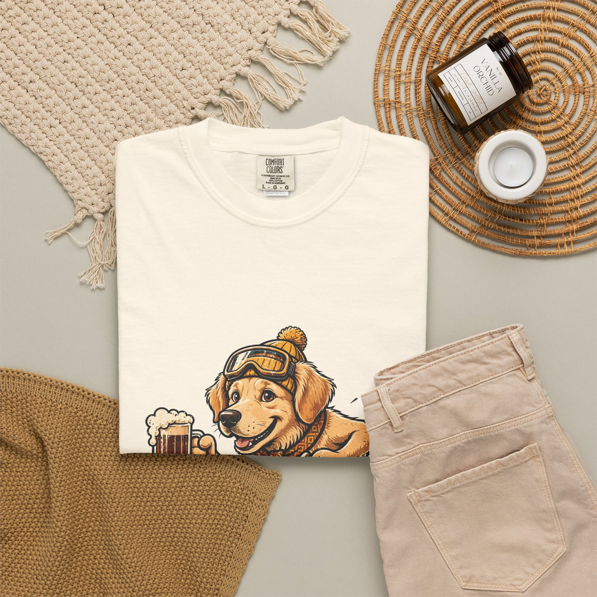 Golden Retriever Apres Ski Tee | Funny Winter Dog Graphic Shirt