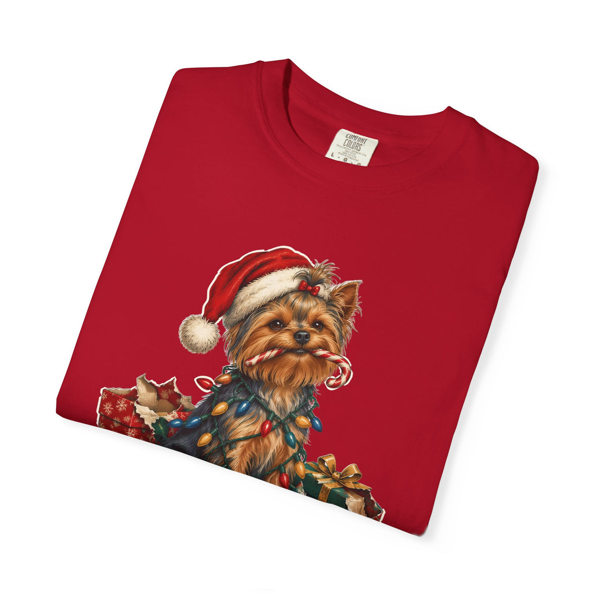 Naughty List Champion Yorkshire Terrier Christmas Tee
