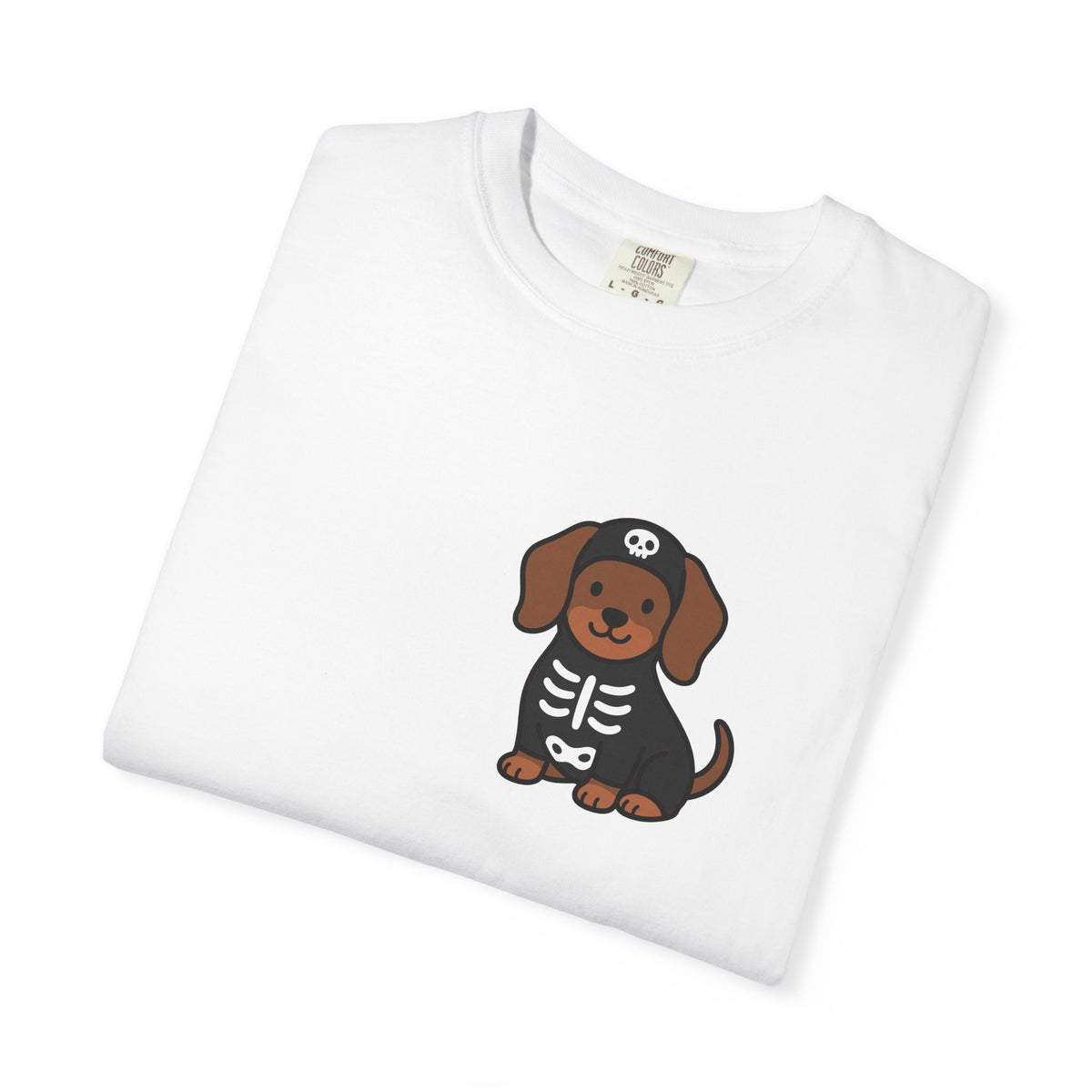 Dachshund Skeleton Halloween Pocket Tee | Cute Spooky Dog Shirt