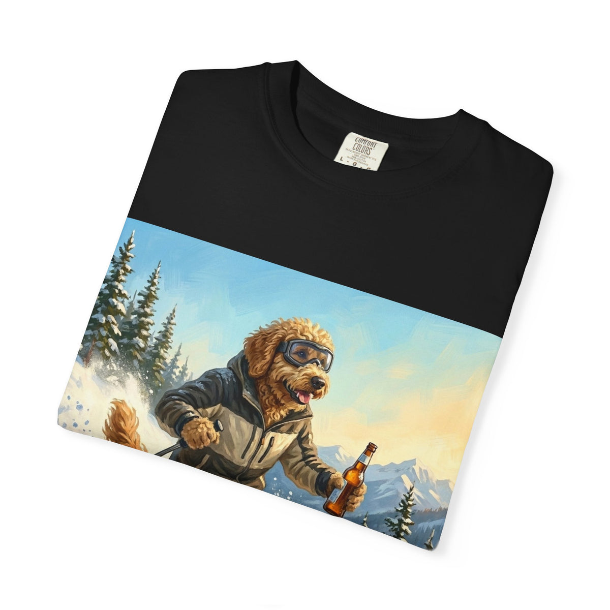 Goldendoodle Skiing Tee | Funny Winter Dog Graphic Shirt
