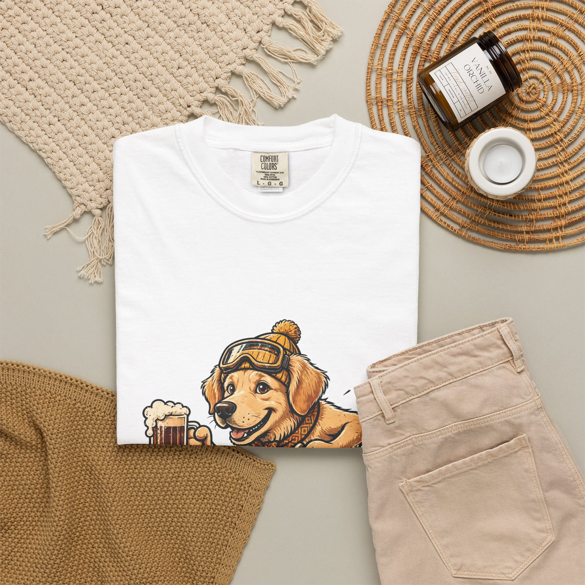 Golden Retriever Apres Ski Tee | Funny Winter Dog Graphic Shirt