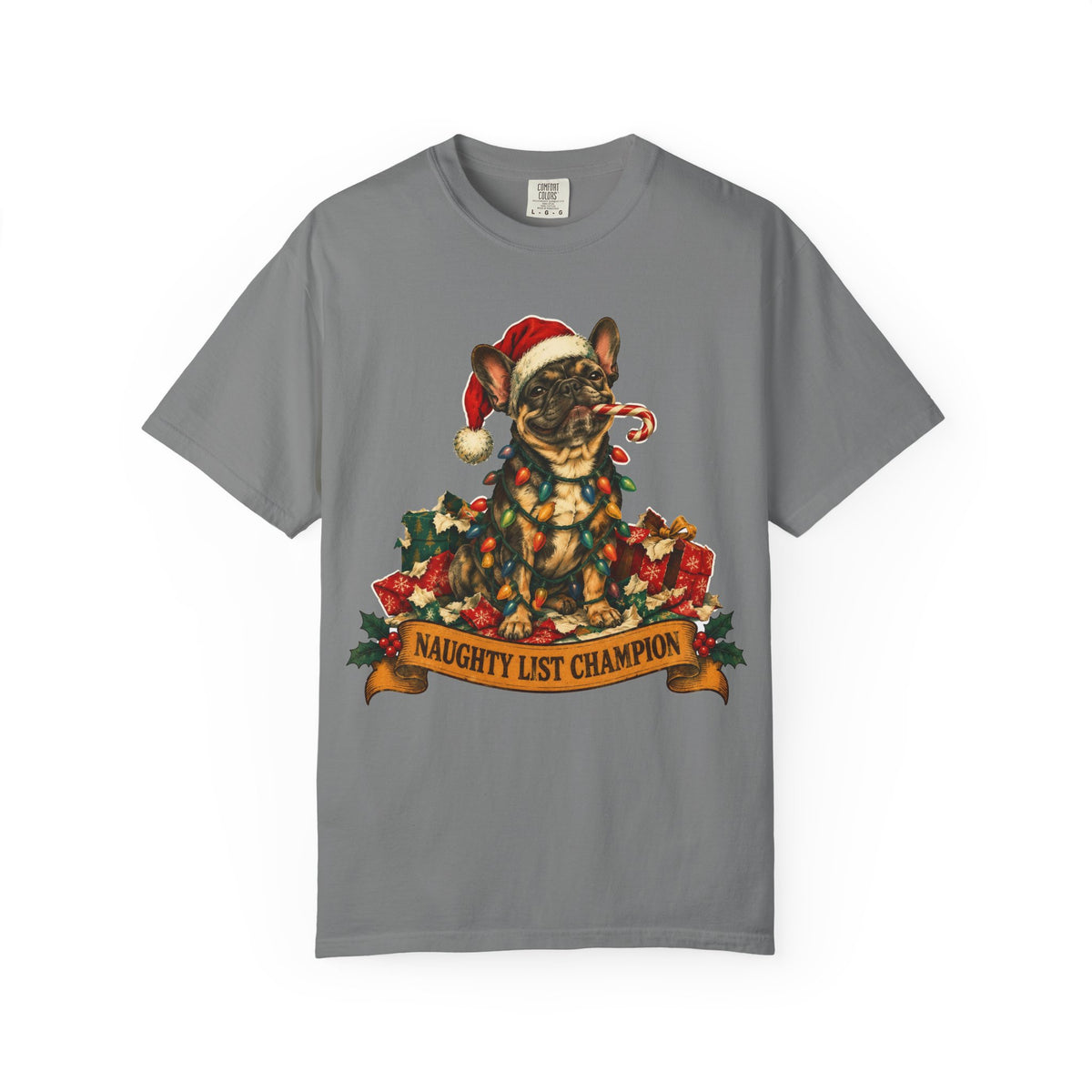 Naughty List Champion French Bulldog Christmas Tee