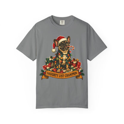 Naughty List Champion French Bulldog Christmas Tee