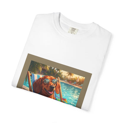 Dachshund Poolside Tee | Funny Summer Dog Graphic Shirt