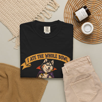 I Ate the Whole Bowl Siberian Husky Halloween Tee
