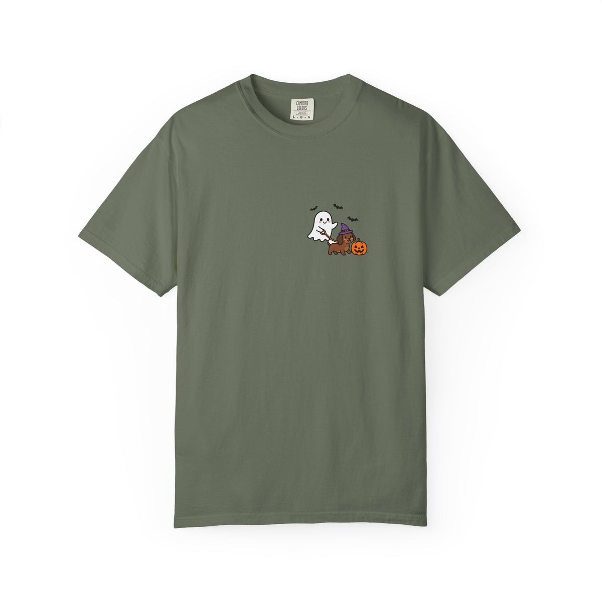 Ghost Walking Dog Pocket Tee | Cute Halloween Dog Shirt