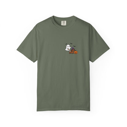 Ghost Walking Dog Pocket Tee | Cute Halloween Dog Shirt