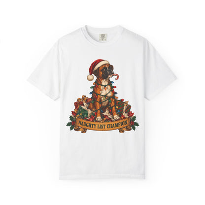 Naughty List Champion Boxer Christmas Tee