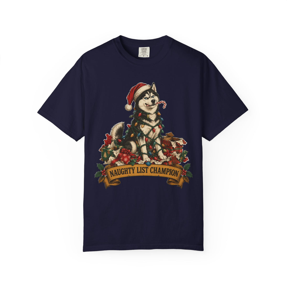 Naughty List Champion Siberian Husky Christmas Tee