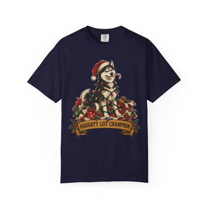 Naughty List Champion Siberian Husky Christmas Tee