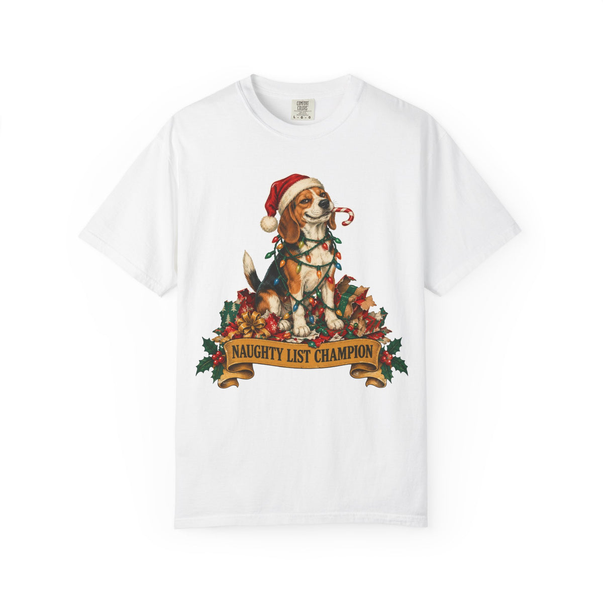 Naughty List Champion Beagle Christmas Tee