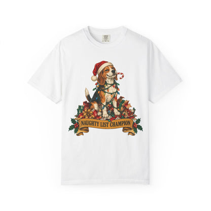 Naughty List Champion Beagle Christmas Tee