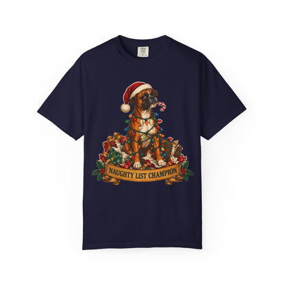 Naughty List Champion Boxer Christmas Tee