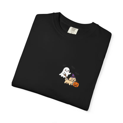 Goldendoodle Ghost Walking Dog Pocket Tee Cute Halloween Dog Shirt