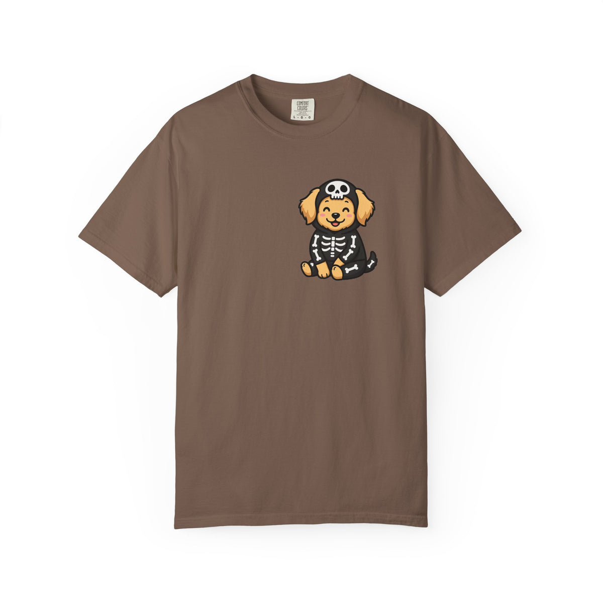Golden Retriever Skeleton Halloween Pocket Tee | Cute Spooky Dog Shirt