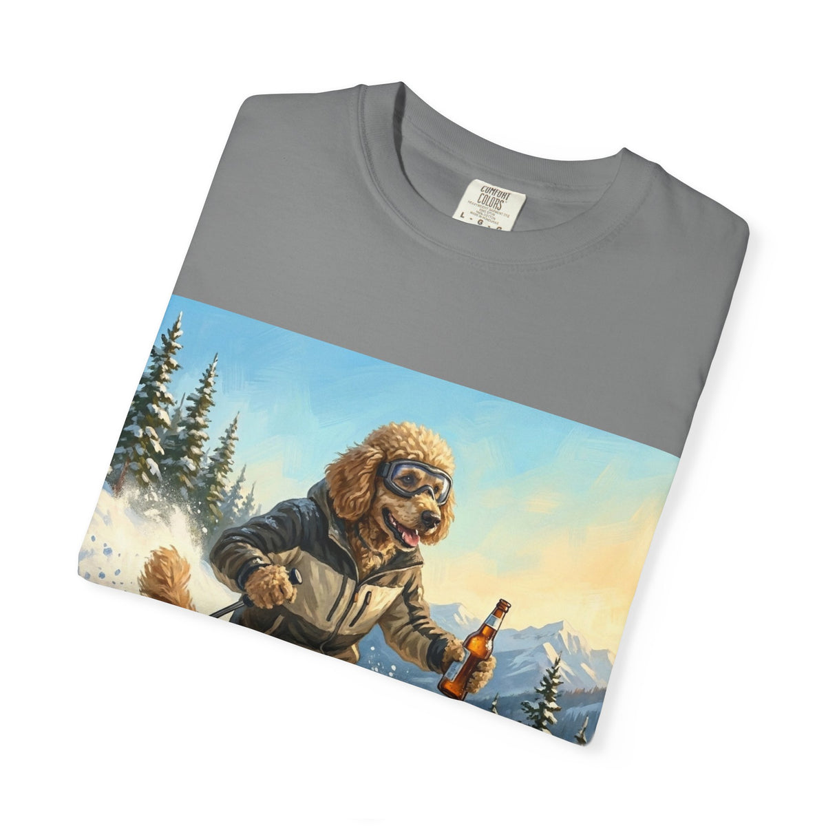 Poodle Skiing Tee | Funny Winter Dog Graphic Shirt