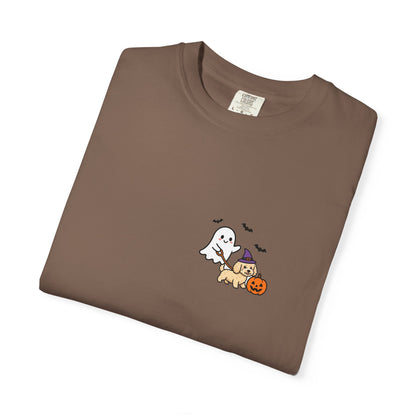 Goldendoodle Ghost Walking Dog Pocket Tee Cute Halloween Dog Shirt