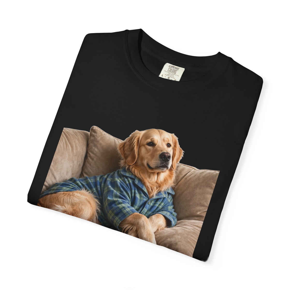 Golden Retriever He Sits Like He Pays Rent Tee | Funny Dog Shirt