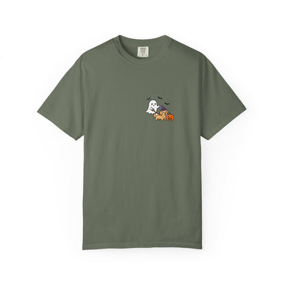 Golden Retriever Ghost Walking Dog Pocket Tee Cute Halloween Dog Shirt