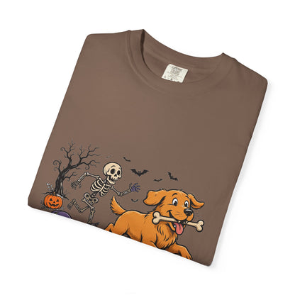 Golden Retriever Skeleton Halloween Tee | Funny Spooky Dog Shirt