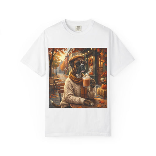 Boxer Pumpkin Spice Tee – funny fall dog graphic t-shirt