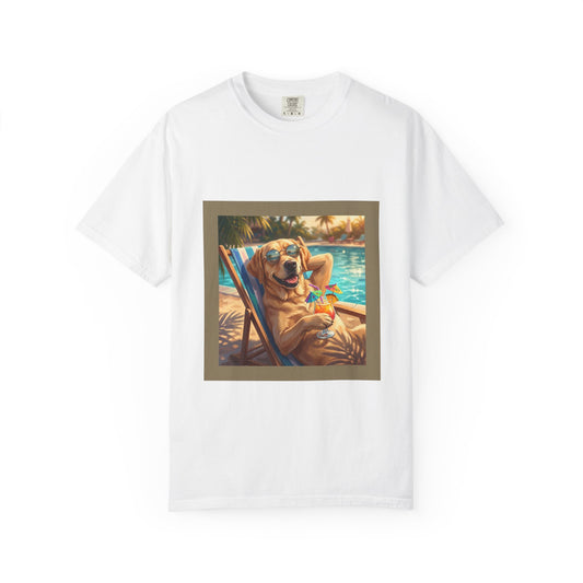 Labrador Poolside Tee – funny summer dog graphic t-shirt