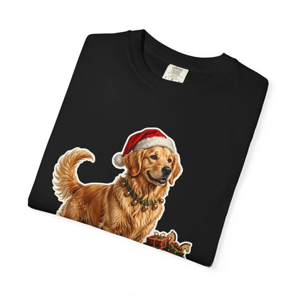 Santa's Little Yelper Golden Retriever Christmas Tee