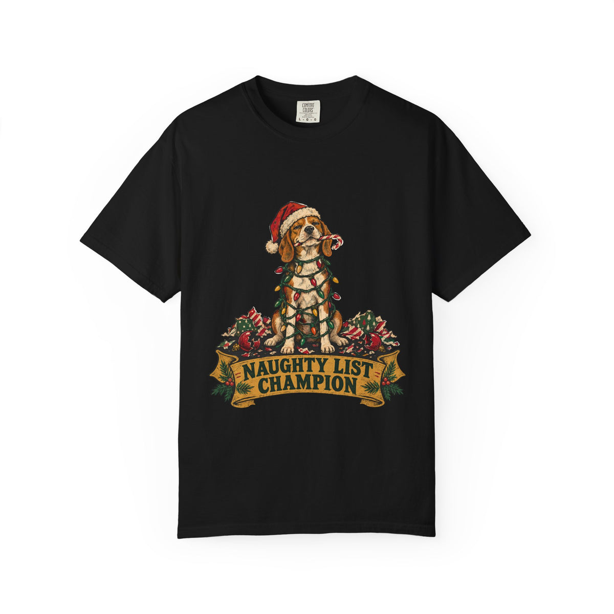 Naughty List Champion T-Shirt — Funny Christmas Dog Holiday Tee