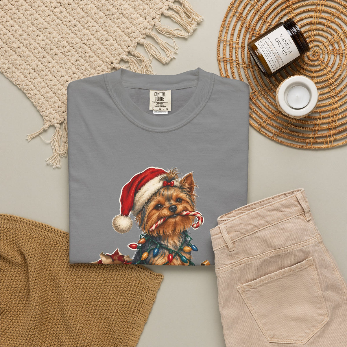 Naughty List Champion Yorkshire Terrier Christmas Tee
